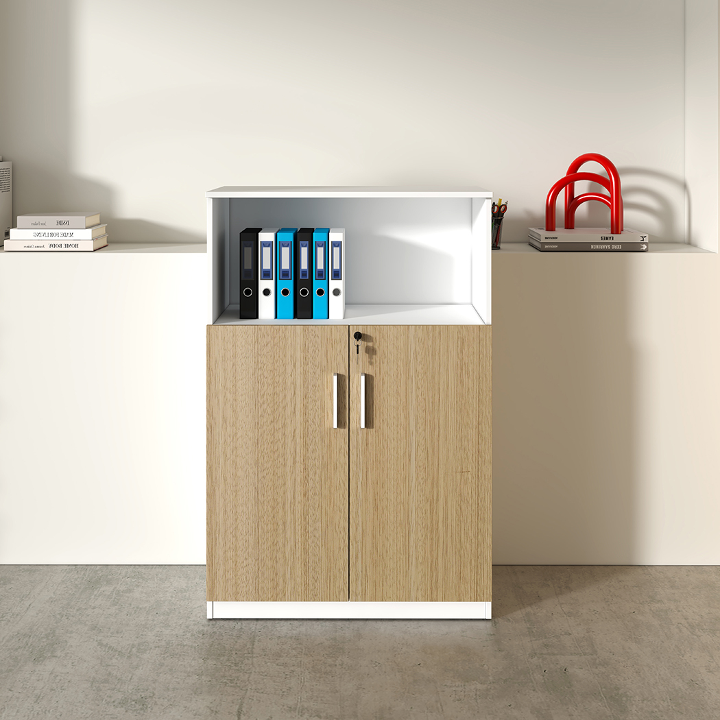   Esma 1.2m Freestanding Cabinet Rhine Light Oak and White  