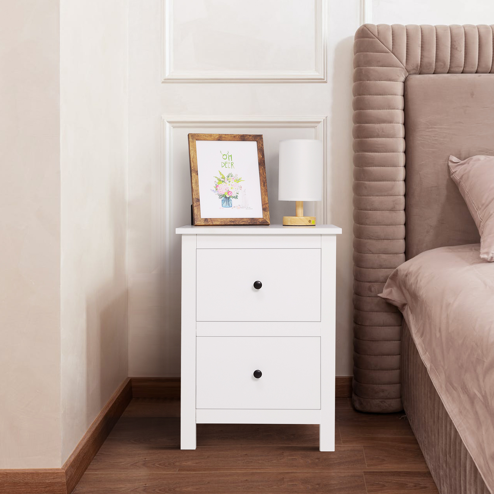   Franco 2 Drawers Bedside Table White