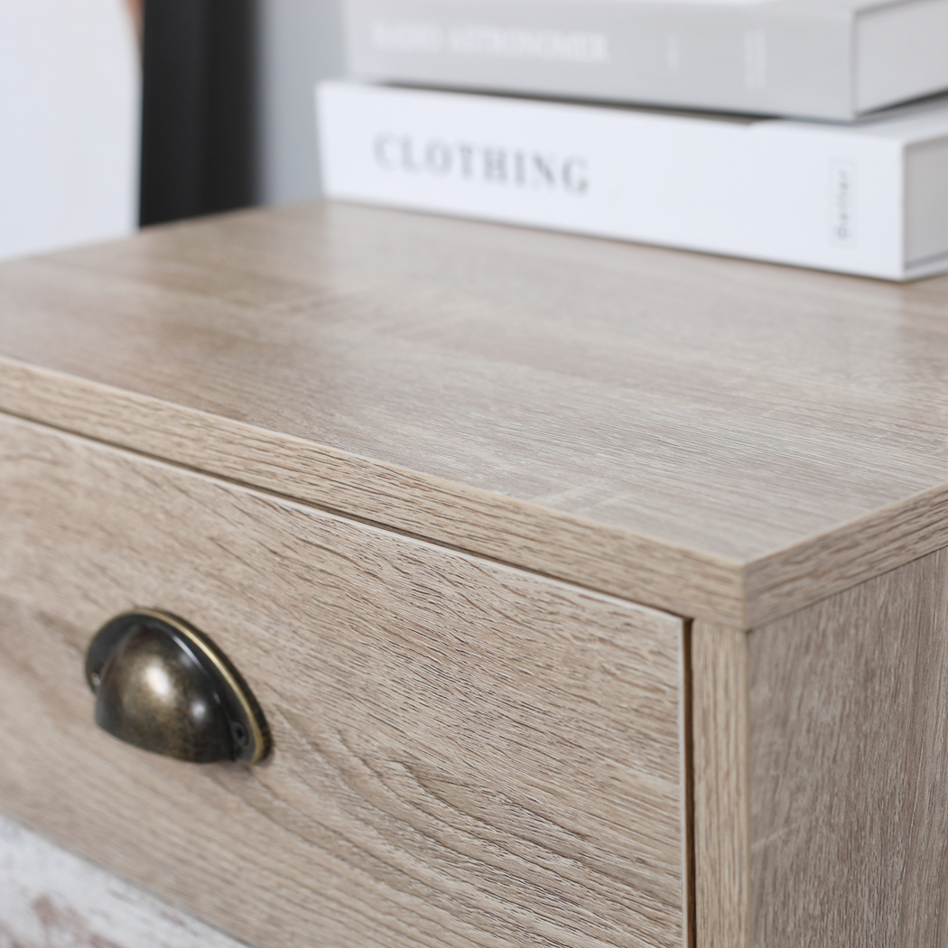   Luka 2 Drawer Bedside Table White Washed and Oak