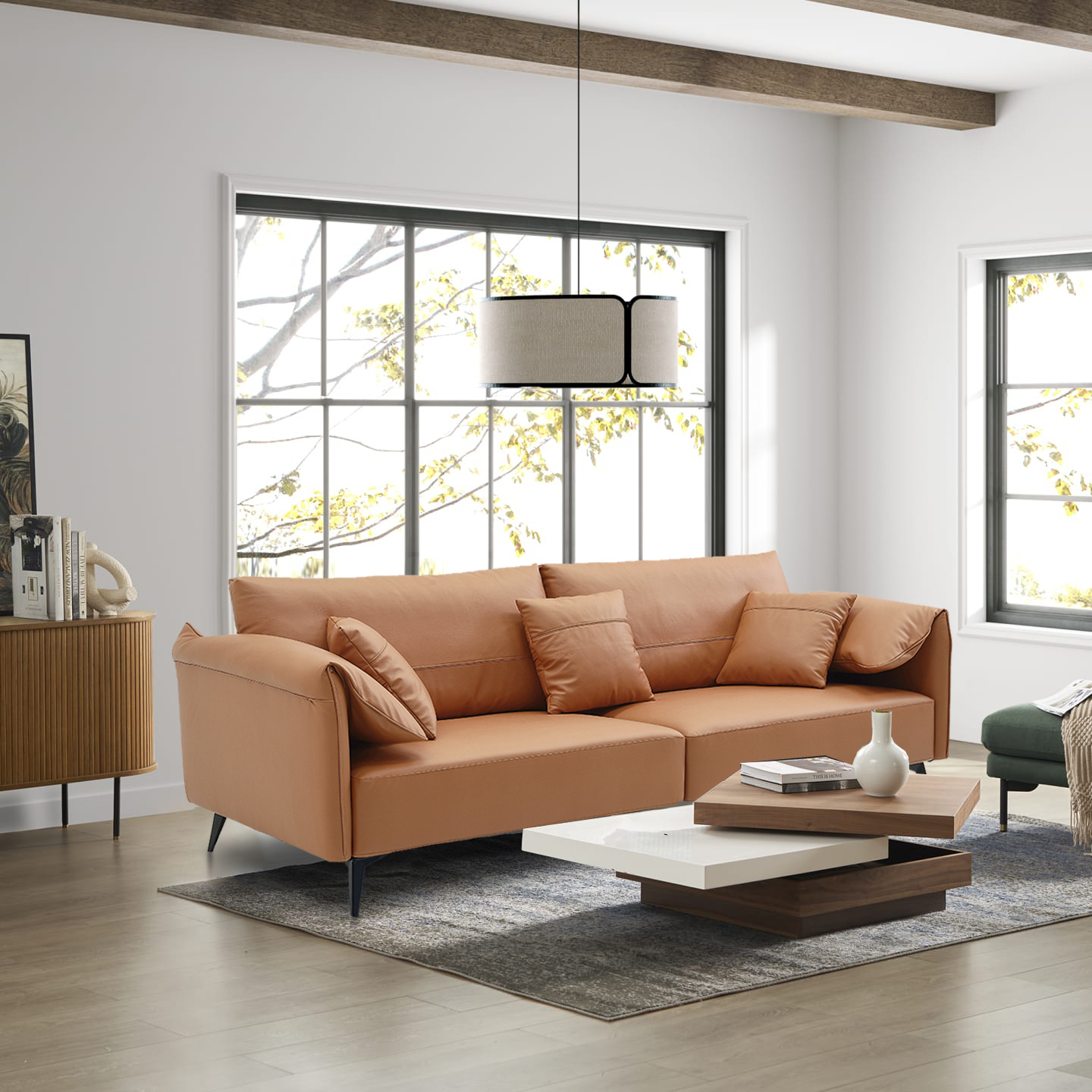   Lucas 3 Seater Sofa Caramel