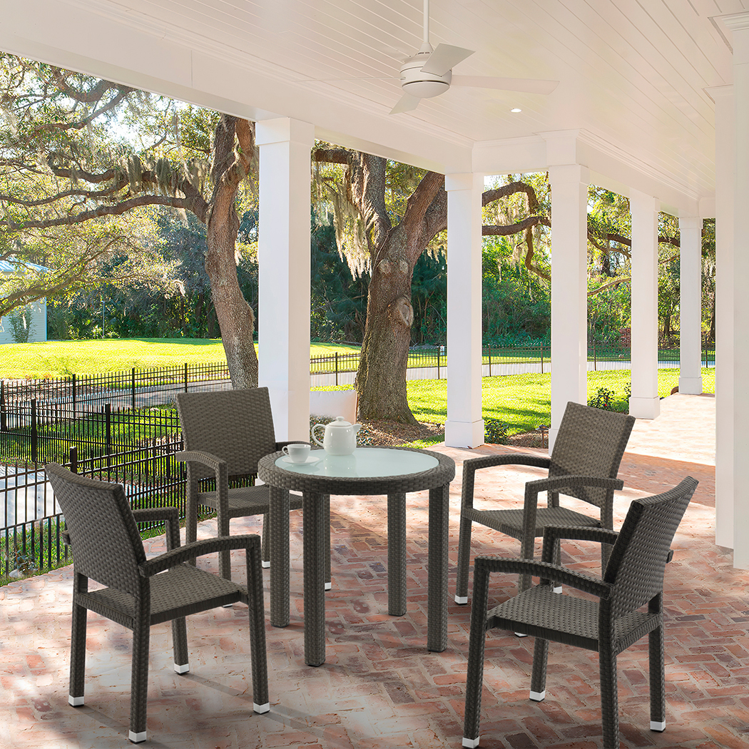   Bruno 4 Seater Outdoor Wicker Dining Table Set Brown
