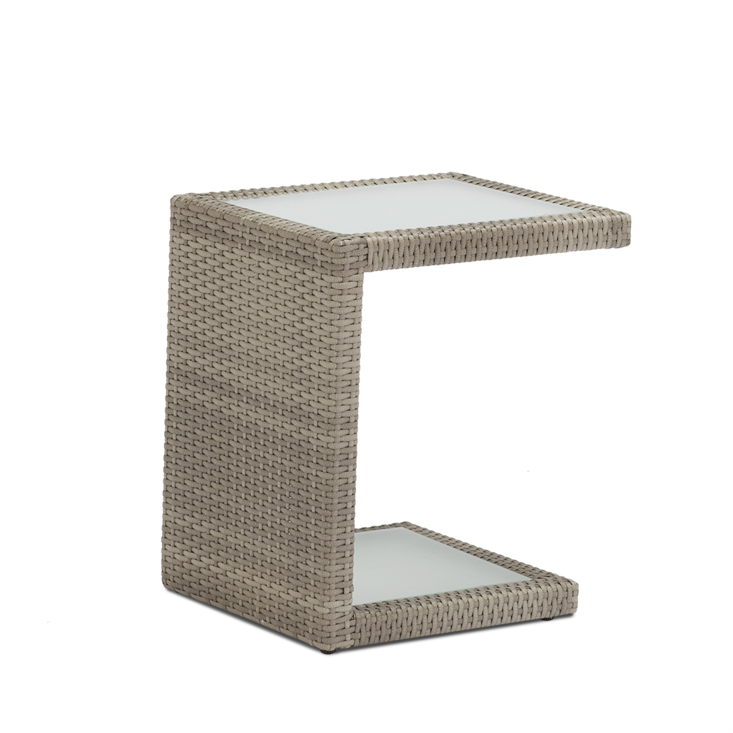   Arthur Outdoor Rattan Sun Lounges Set w/ Side Tables Grey (Set of 2)