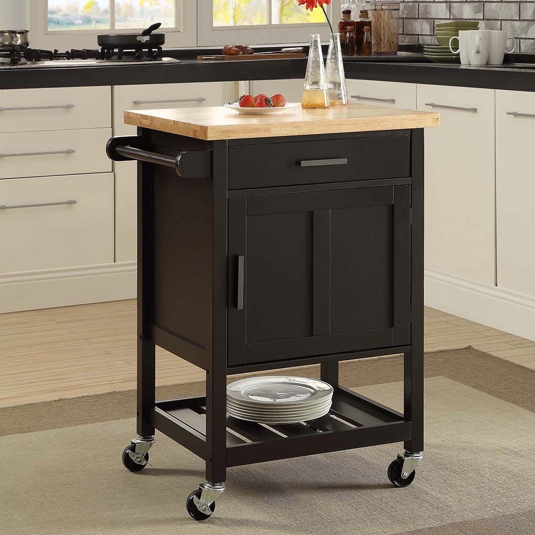   Denver Kitchen Trolley 1 Drawer 1 Door Black