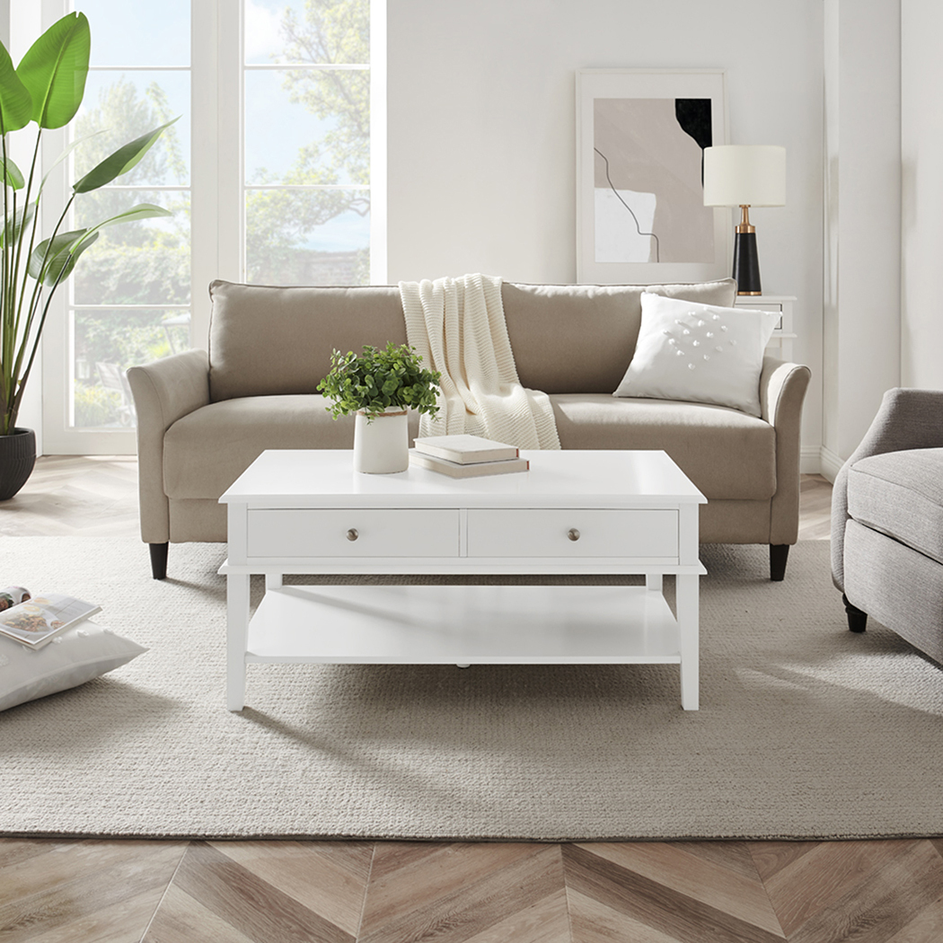   Chloe 2 Drawer 1 Shelf Coffee Table White