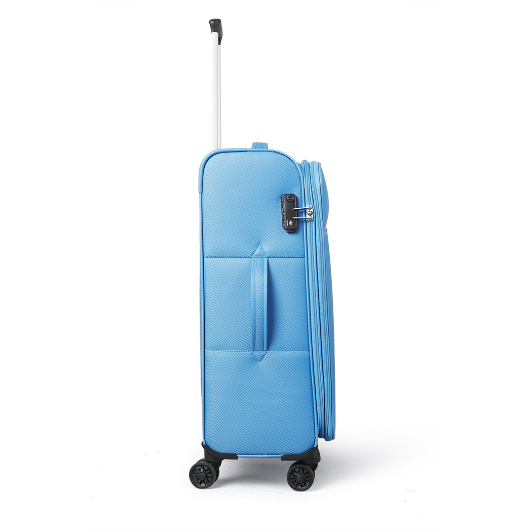   Conwwod SureLite 3pc 8 Wheels Soft Trolley Suitcase Skyblue