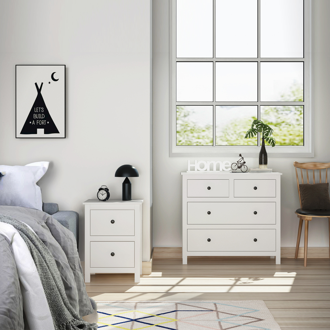   Franco 2 Drawers Bedside Table White