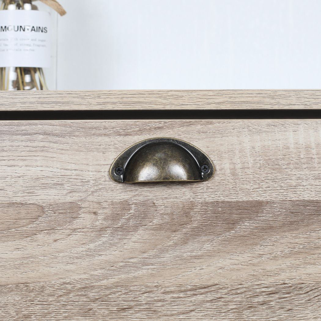   Set of 2 Luka 2 Drawer Shoe Cabinet White Washed and Oak