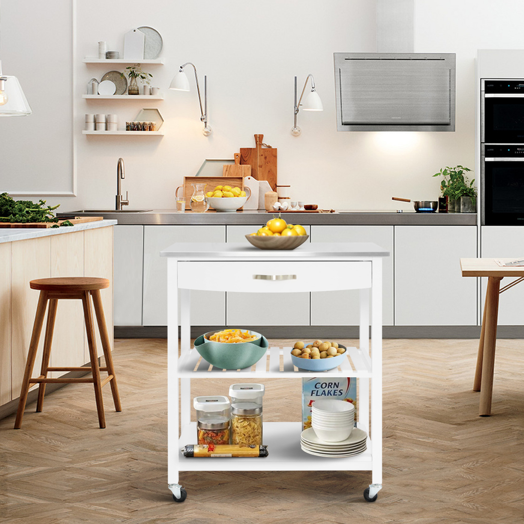  Hina Kitchen Trolley with Drawer 2 Shelves White