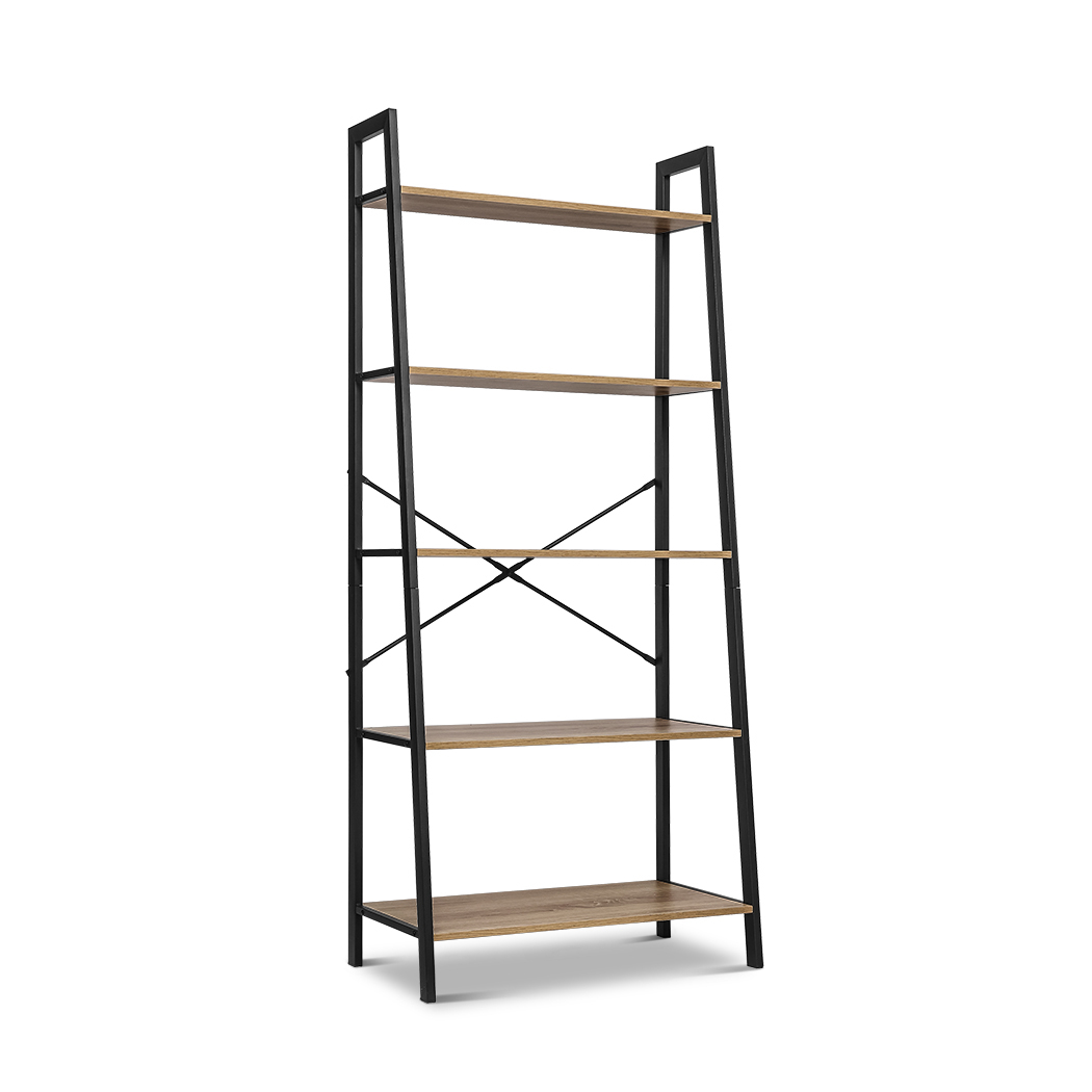   2pc Rome Industrial Style 5 Tier Display Shelf Set Oak