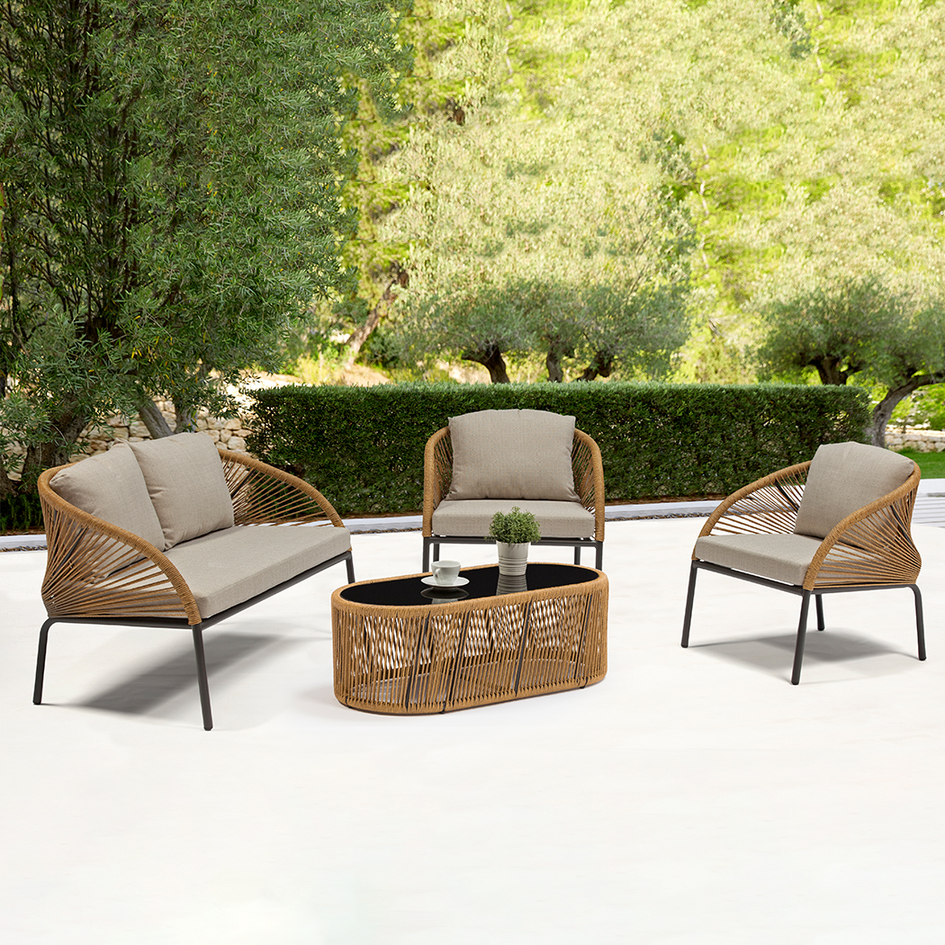   Lazio Outdoor Lounge Set with Sofa Coffee Table Chairs