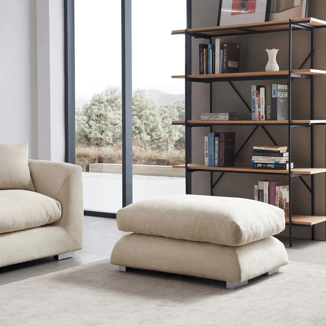   Harmony Fabric Single Sofa with Ottoman Cream