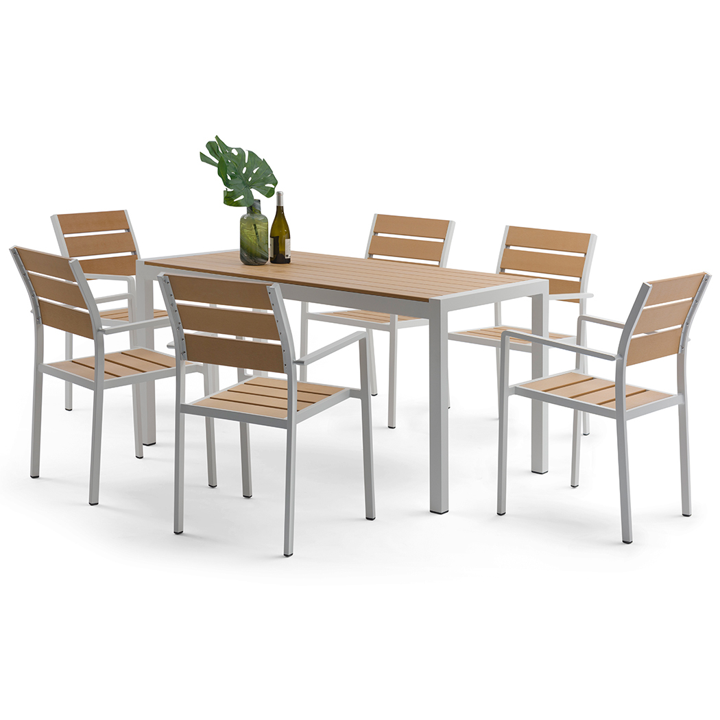   Acacia 6 Seater Outdoor Dining Table Set Natural