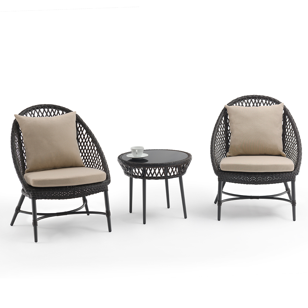   Playa 2 Seater PE Rattan Outdoor Lounge Set Coffee Table & Chairs