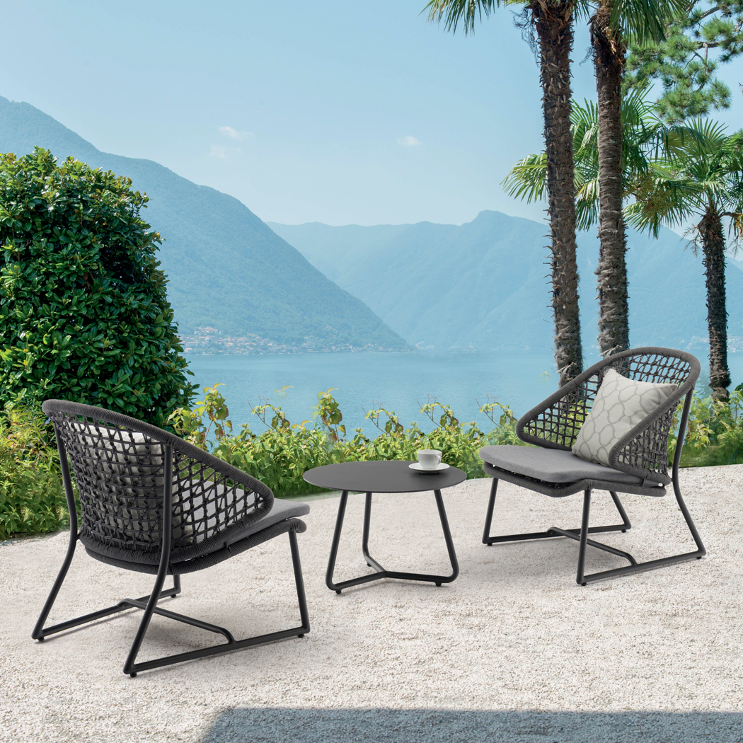   Ferreira 2 Seater Woven Rope Outdoor Lounge Set Coffee Table & Chairs