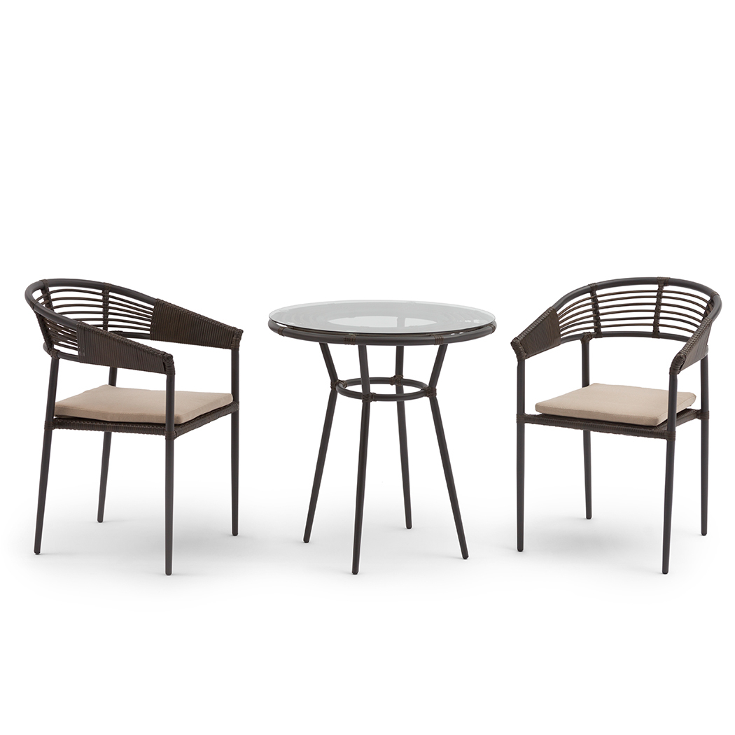   Brogan 2 Seater PE Rattan Outdoor Lounge Set Coffee Table & Chairs