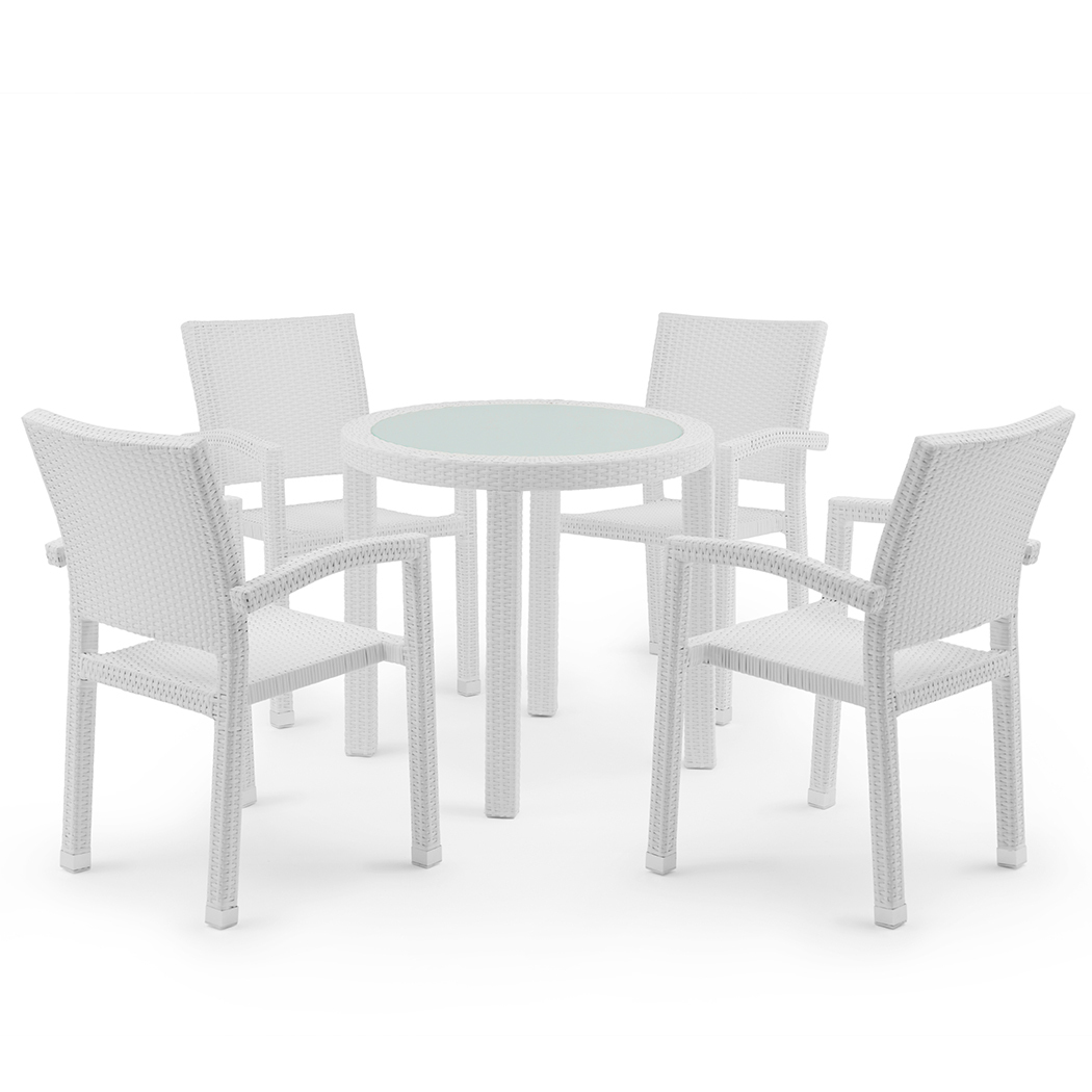   Bruno Outdoor PE Rattan Dining Chairs White (Set of 4)