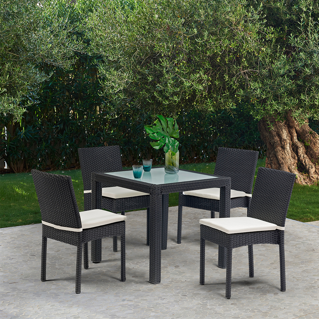  Wyatt PE Rattan Outdoor Dining Table Set Black
