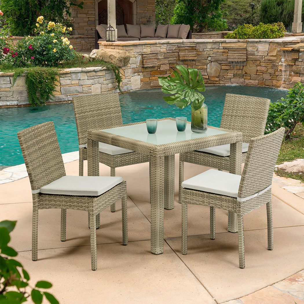   Wyatt PE Rattan Outdoor Dining Table Set Natural