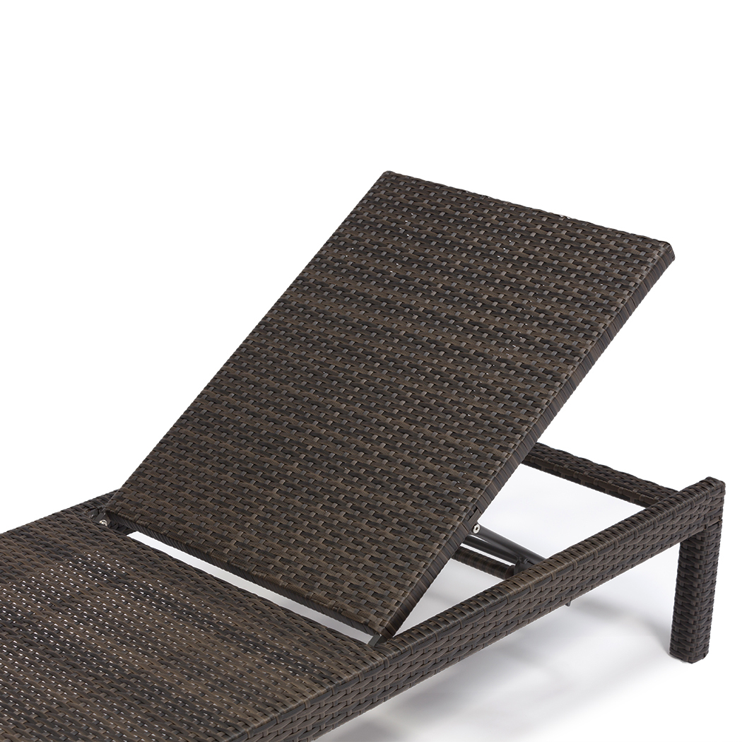   Arthur Outdoor Rattan Sun Lounges Set w/ Side Tables (Set of 2)