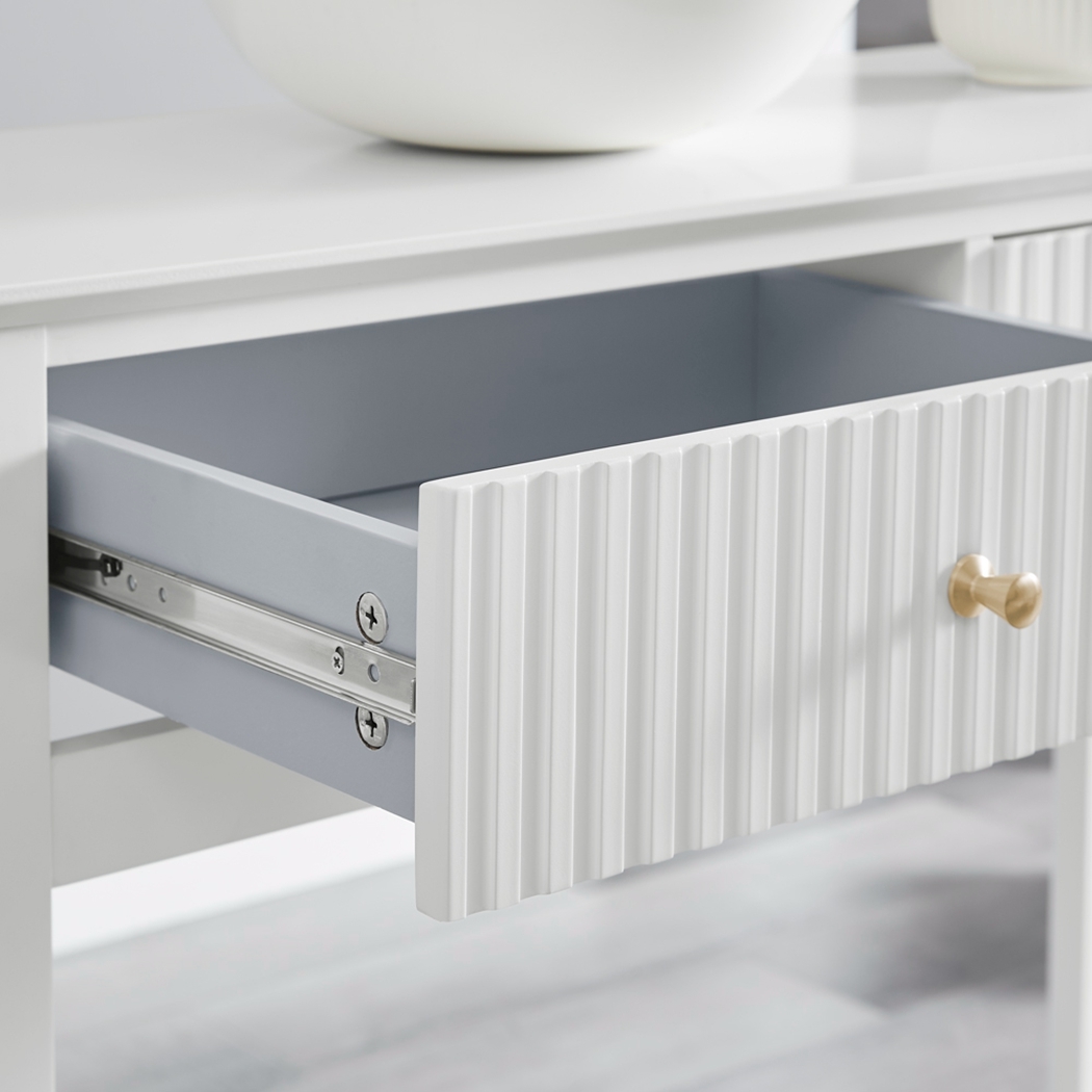   Zara Fluted 2 Drawer Console Table White