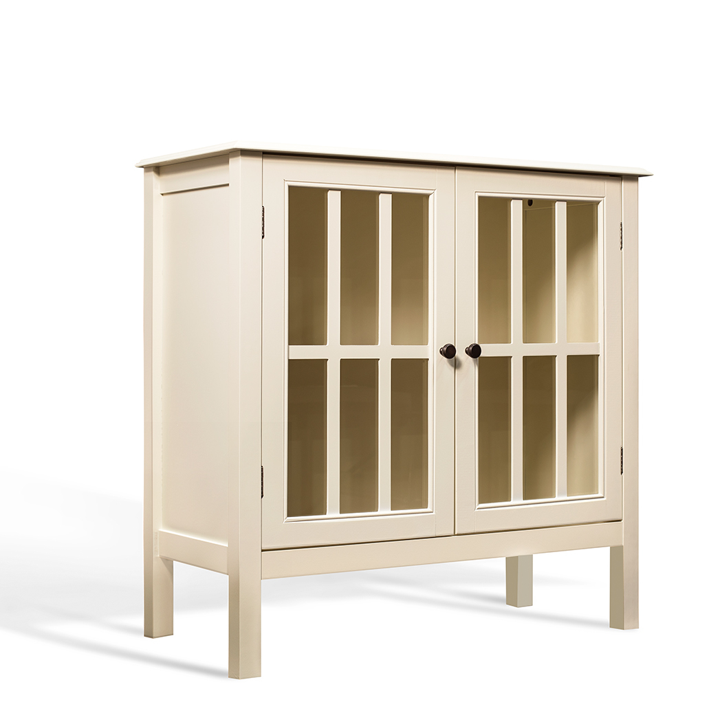 Bella Storage Cabinet with Glass Doors Ivory