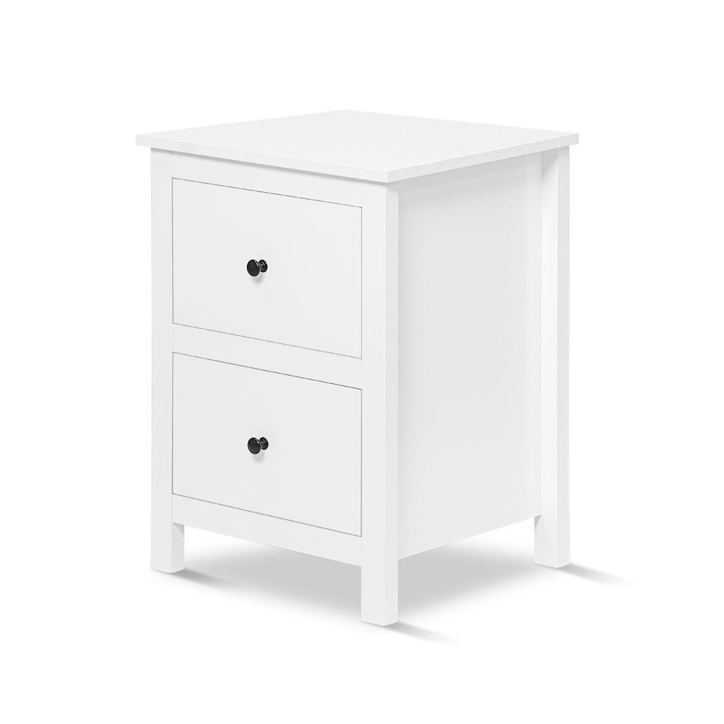 Franco 2 Drawers Bedside Table White