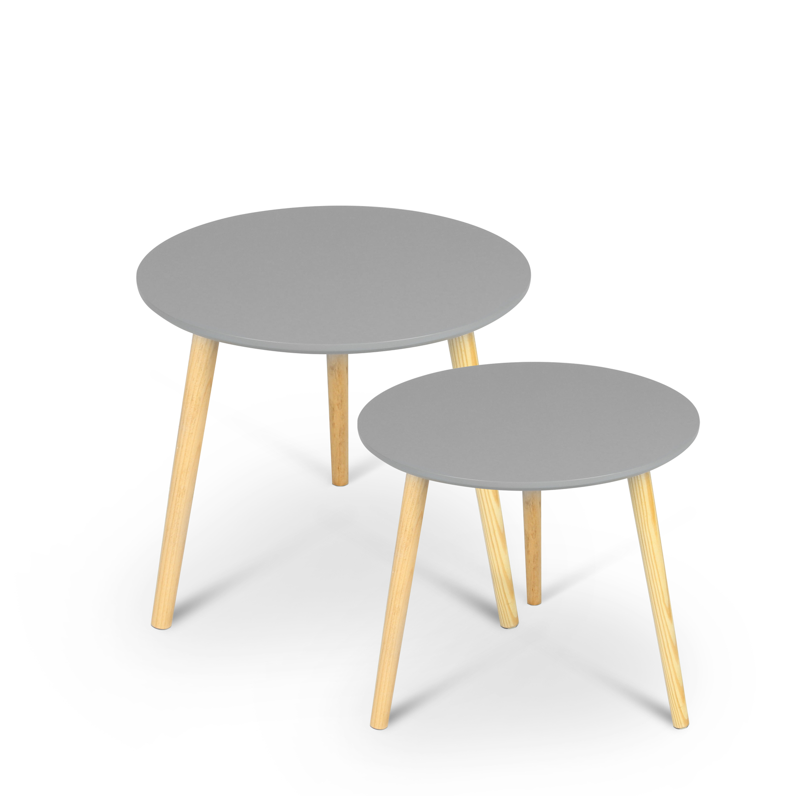 Aura 2 Piece Round Wood Coffee Table Set Grey