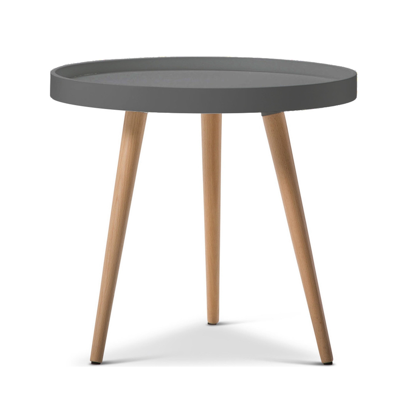 Aura Round Wood Coffee Table Tray Grey 