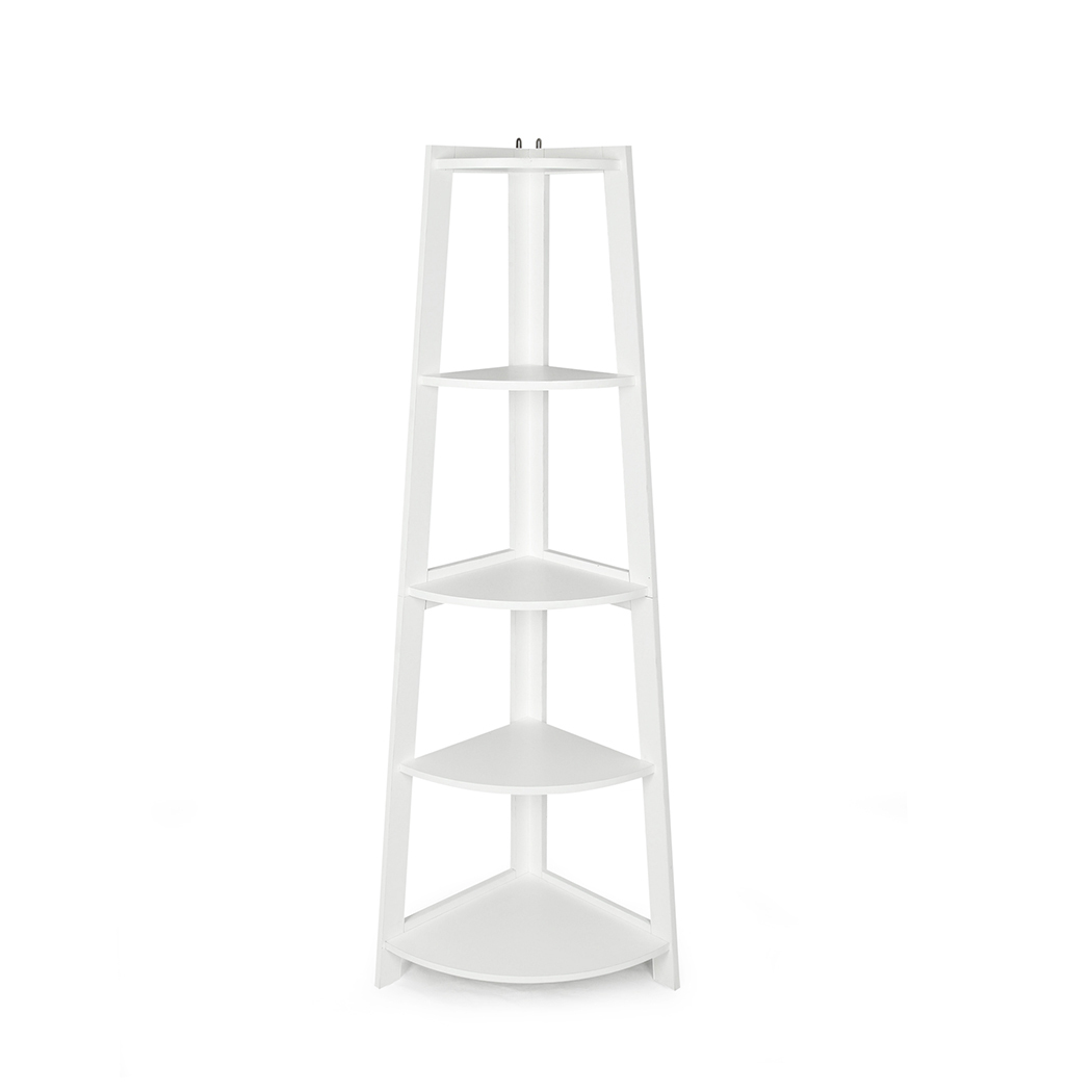 Hawaii 5 Tier Diplay Ladder Corner Shelf Rack White