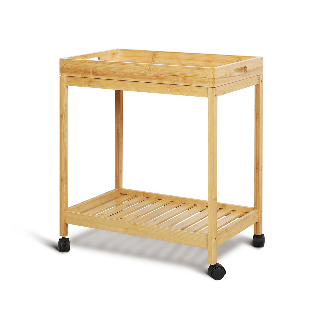 Colin Bamboo 2-Tier Kitchen Serving Cart Trolley Natural