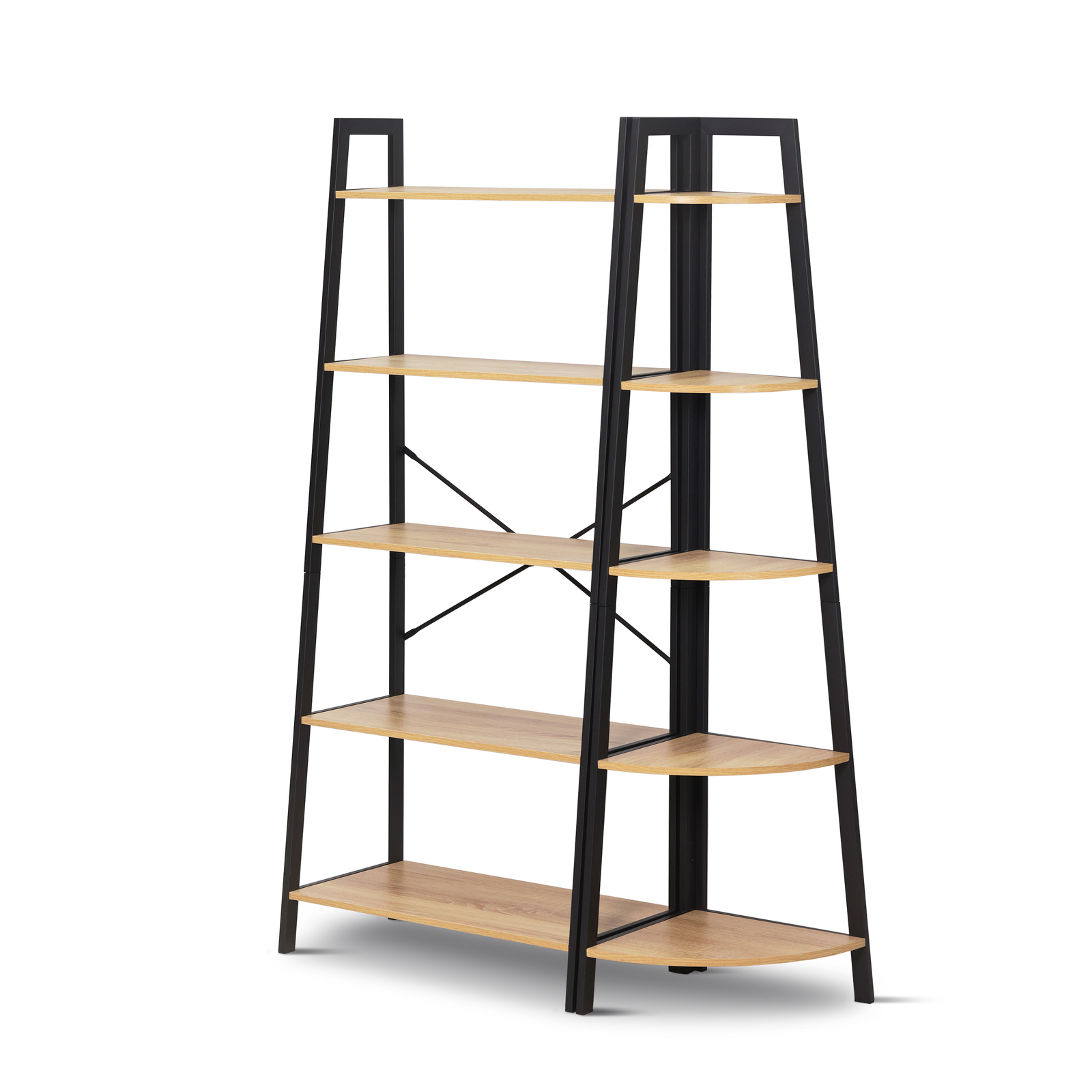 2pc Rome Industrial Style 5 Tier Display Shelf Set Oak