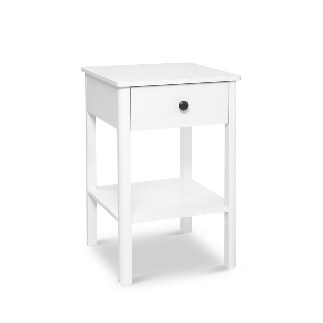 Miles Side Table with 1 Drawer 1 Shelf White