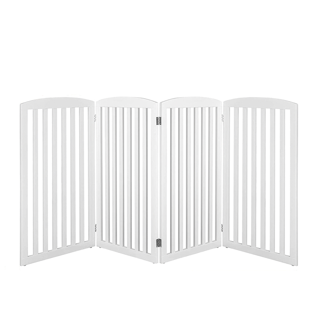 Wooden Freestanding Pet Gate 4 Panels White