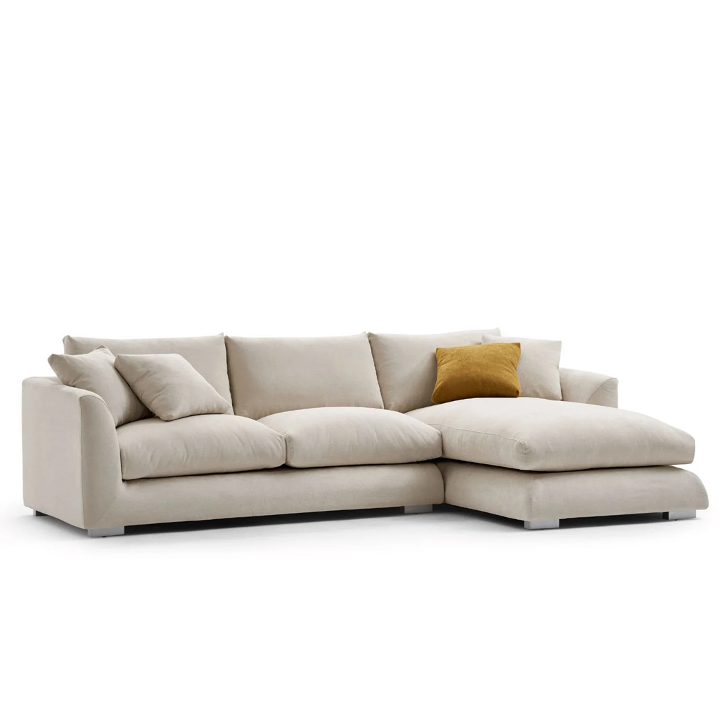 Harmony 3 Seater Fabric Sofa with Chaise Cream 