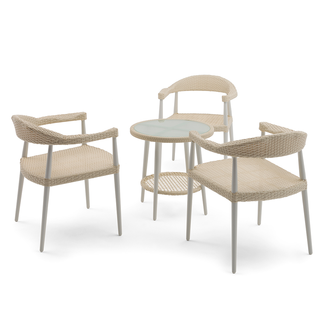 Porto 4 Piece Outdoor Coffee Table & Chair Set Beige