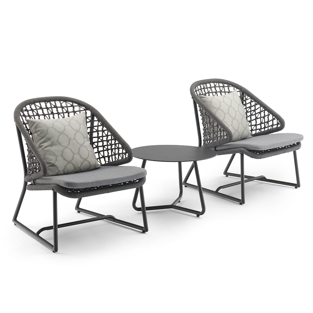 Ferreira 2 Seater Woven Rope Outdoor Lounge Set Coffee Table & Chairs