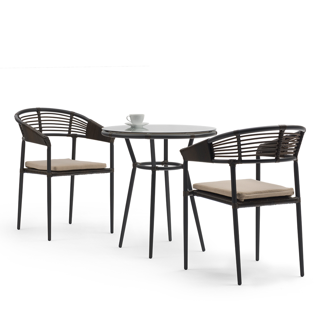 Brogan 2 Seater PE Rattan Outdoor Lounge Set Coffee Table & Chairs