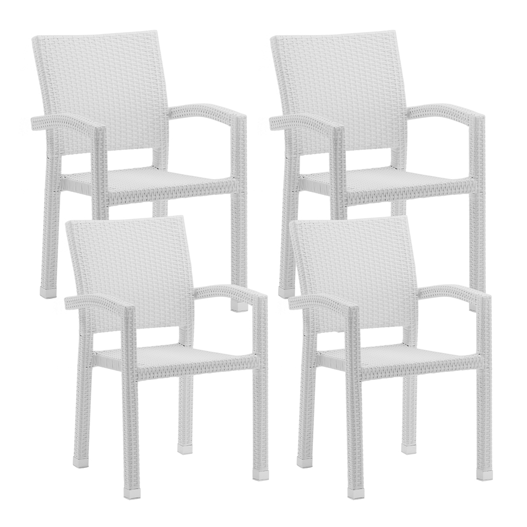 Bruno Outdoor PE Rattan Dining Chairs White (Set of 4)