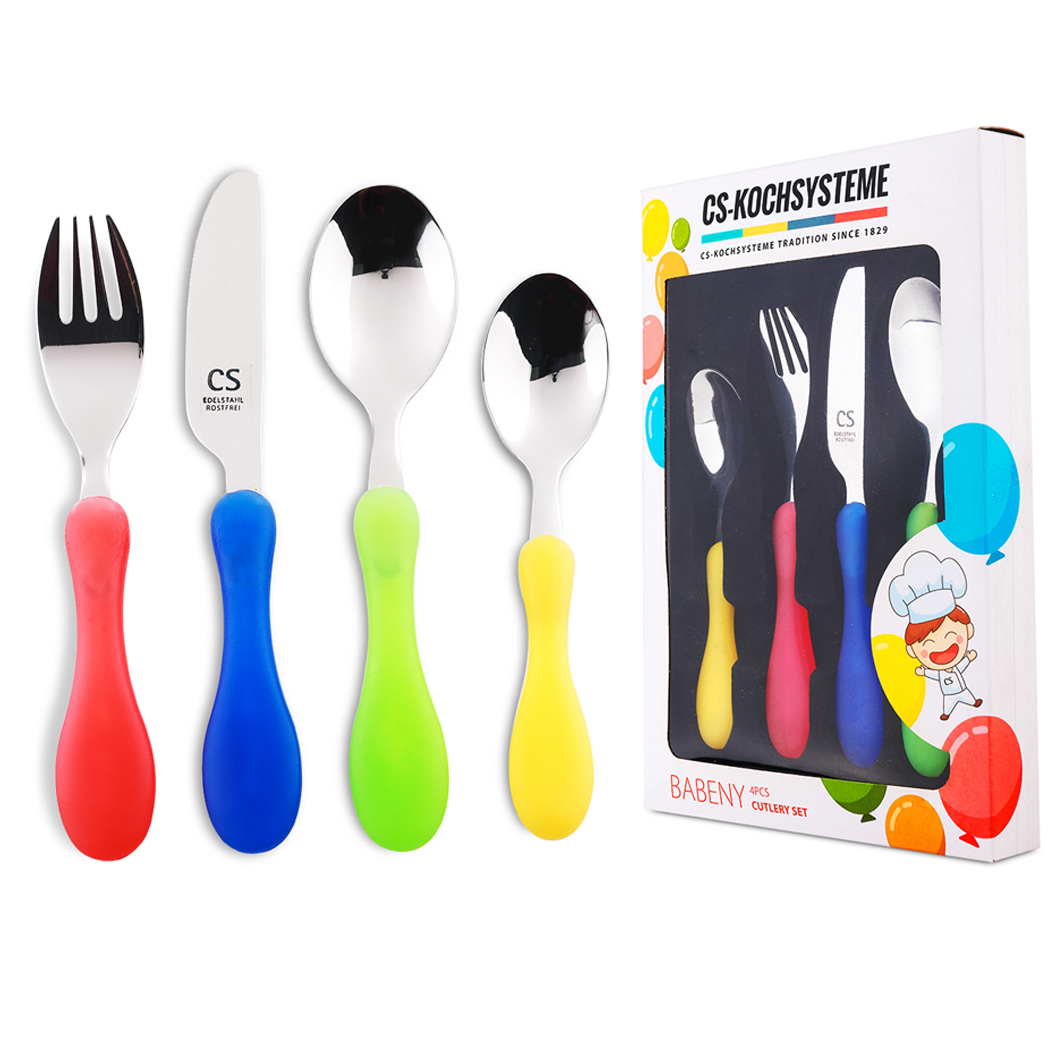 Babeny 4pc Kids Stainless Steel Cutlery Set