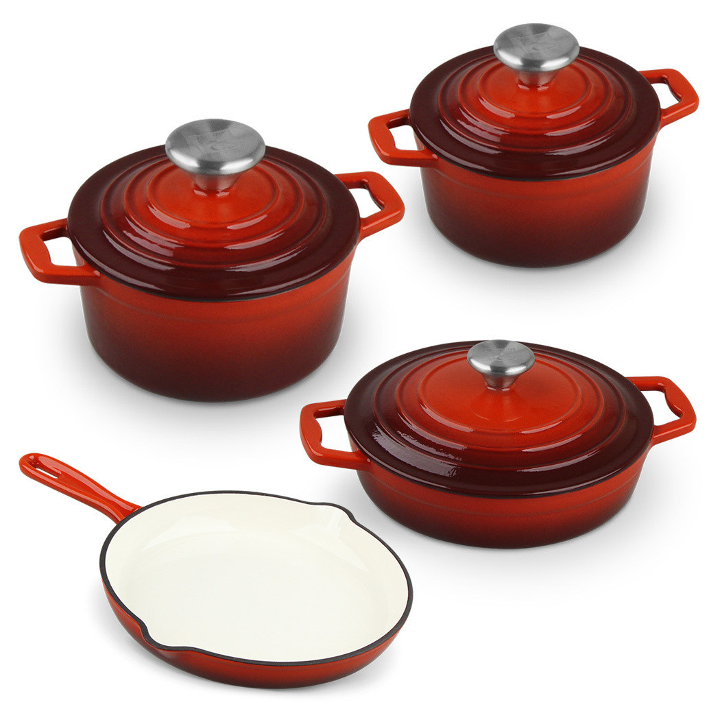 Xanten 7pc Cast Iron Cookware Set Red