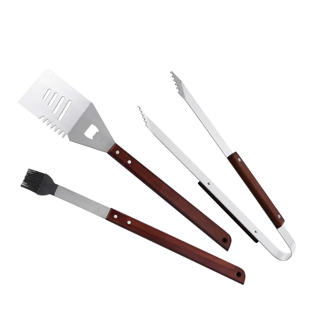 BRUHL 3pcs Jumbo BBQ Set Tongs Turner Basting Brush