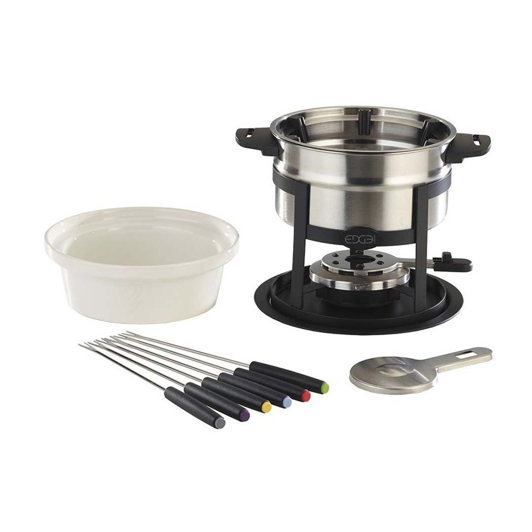 Edge Design 12pc 3 in 1 Stainless Steel Fondue Set w/ Magnetic Fork Guide 
