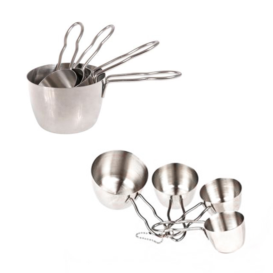 Appetito Set of 4 Stainless Steel Measuring Cups with Wire Handles 