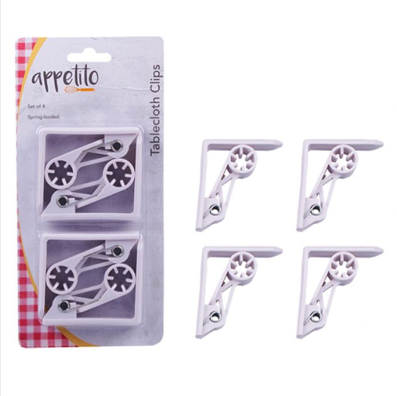 Appetito Set of 4 Tablecloth Clips White