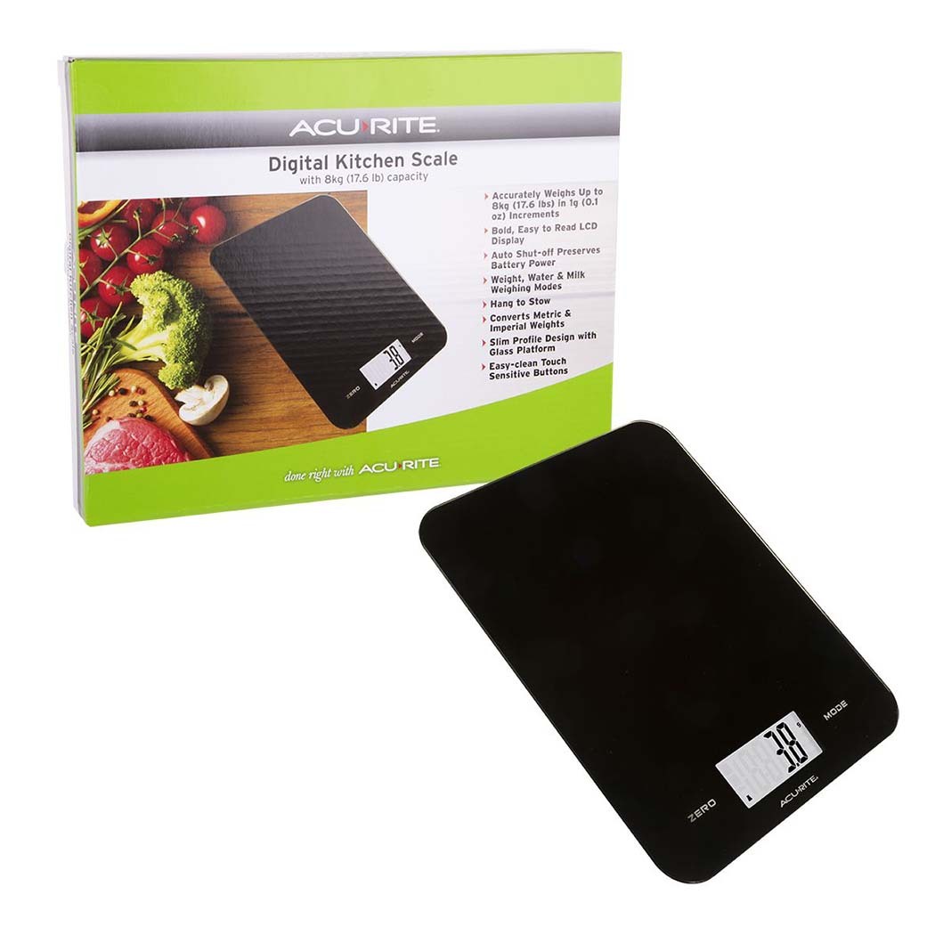 Acurite Large Slim Line Digital Scale 1g/8kg Black