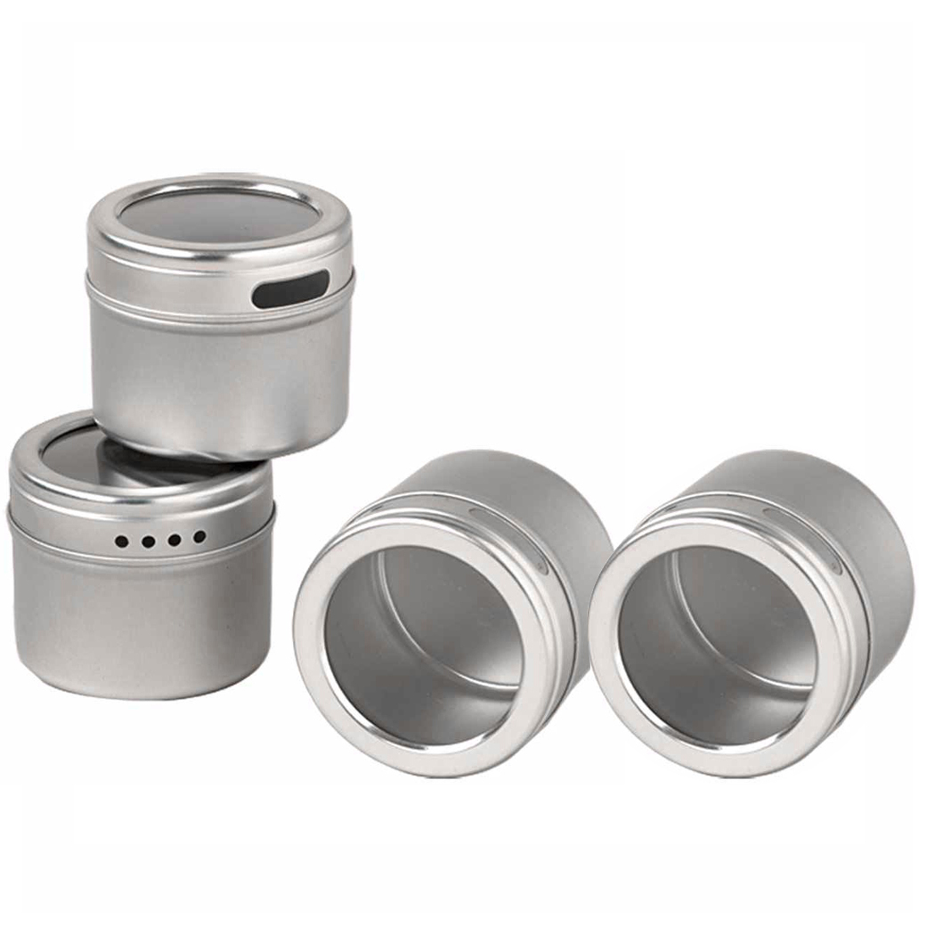 4x Magnetic Spice Cans with Window