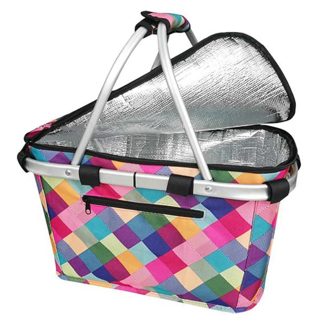 Sachi Insulated Carry Basket W/Lid Harlequin
