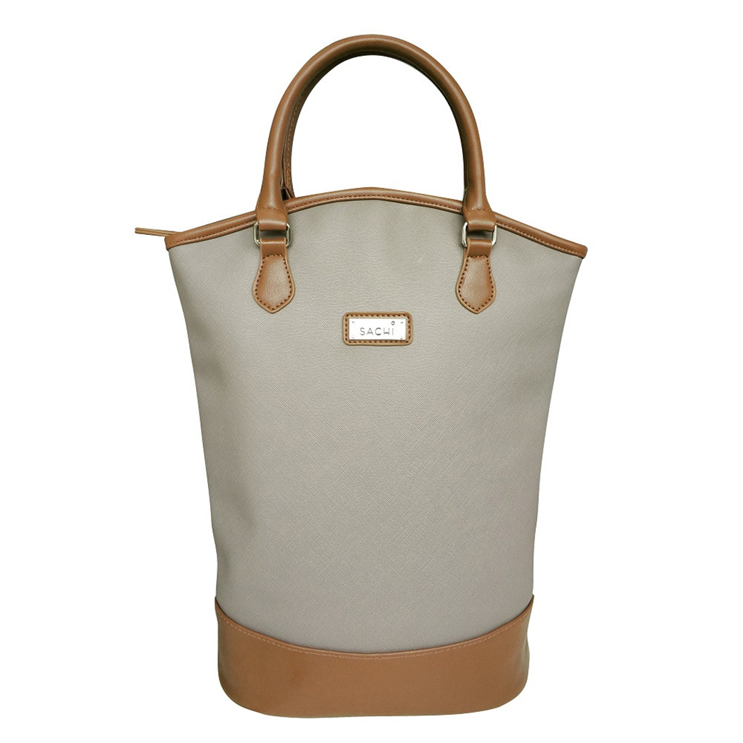Sachi Insulated Two Bottle Wine Tote Taupe