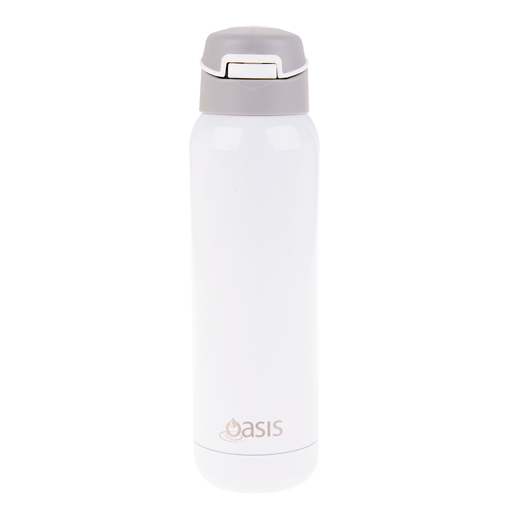 Oasis 500ml Stainless Steel Insulated Sports Bottle w/ Straw White