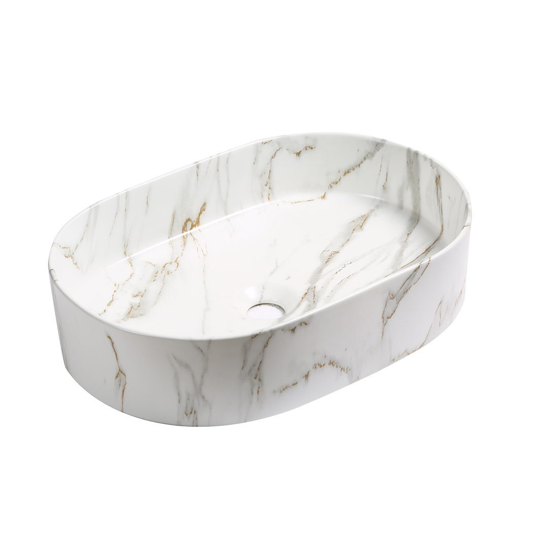 Ceramic Basin Matte Carrara 50x35x12cm